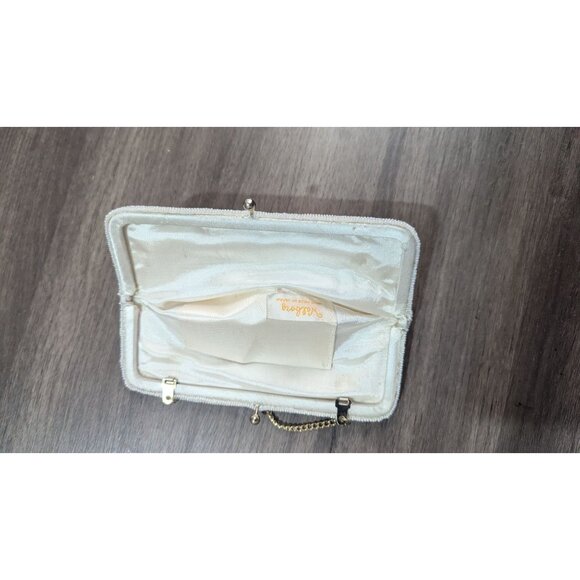 Vintage Walborg Beaded cream Evening Bag Purse Made In Japan Gold Chain strap - Picture 4 of 8